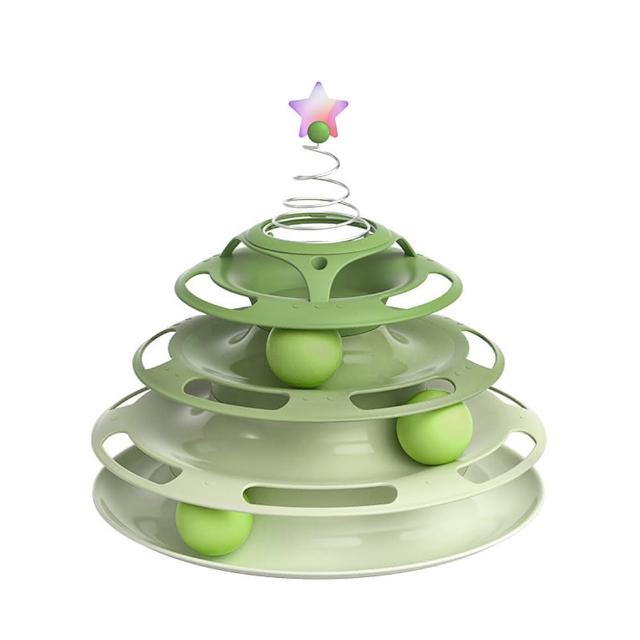 【SUNORO】618特惠 彈力星星貓轉盤玩具 貓咪自嗨解悶神器 貓咪軌道球 貓塔