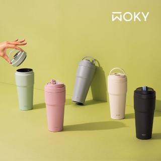 【WOKY 沃廚】渾圓杯 770ml-附Tritan粗吸管+矽膠粗吸管(隨行杯/吸管杯/保冰保溫瓶)
