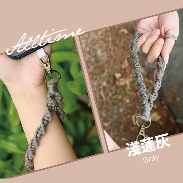 【ALL TIME 完全計時】綿綿螺旋編織手機短繩腕帶 附夾片(日系清新/粉嫩色系/可愛腕帶)