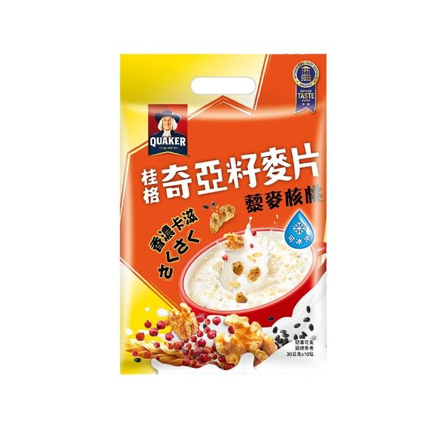 【QUAKER 桂格】奇亞籽麥片-任選3入組(特濃鮮奶/芝麻牛奶/草莓歐蕾/藜麥核桃/黑穀堅果/穀香堅果)