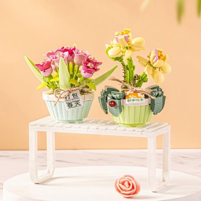 半島良品】DIY手做積木/微觀花卉系列(LOZ積木花仿真花鮮花束交換禮物