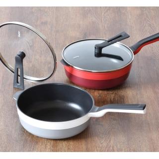 【Remy】日本進口Remy Pan plus多功能萬用不沾深炒鍋 24cm 含鍋蓋(強化玻璃鍋蓋/湯鍋/蒸鍋/油炸鍋 3色可選)