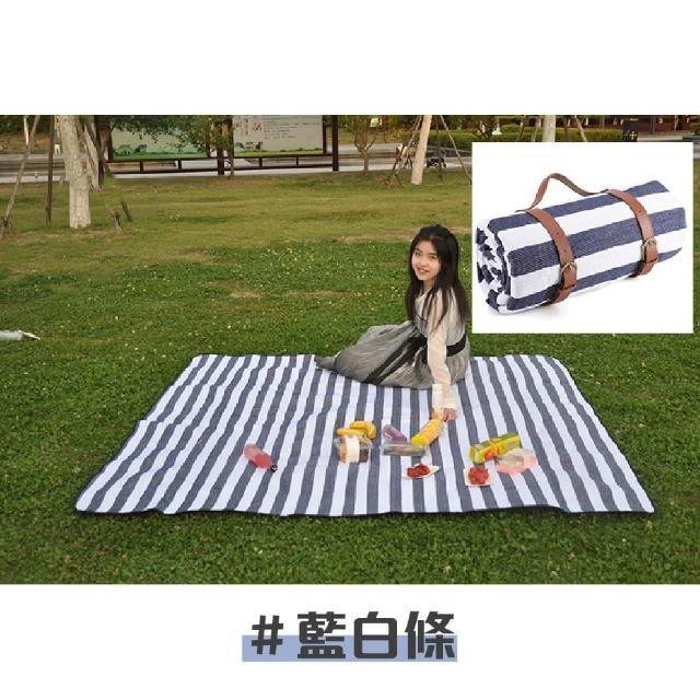 【Mountainhiker 山之客】特克曼 日式加厚防潑水款(格紋皮革綁帶休閒野餐墊 150*200CM)