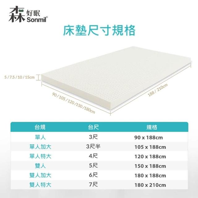 【Sonmil 森好眠】醫療級 天然乳膠床墊 雙人床墊 薄床墊7.5cm(5尺 可折疊)