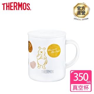 【THERMOS 膳魔師】momo獨家專售小熊維尼甜甜圈篇不鏽鋼真空杯350ml(JDG-350WP-WH)