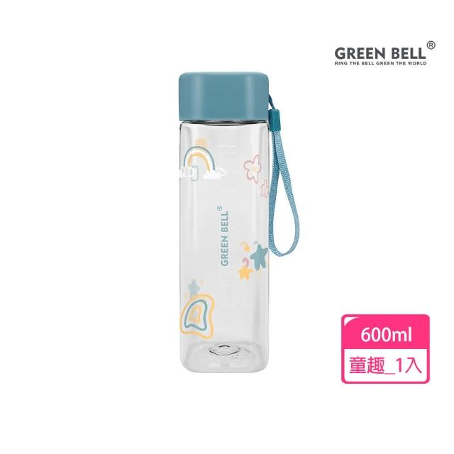 【GREEN BELL 綠貝】Tritan手提四邊水壺600ml-花森/童趣2款任選(隨行 輕巧 提帶 野餐 開學 運動 不含BPA)