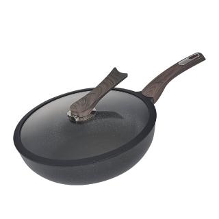 【生活采家】重力鑄造 岩紋不沾 石墨烯炒鍋 32cm(IH爐鍋具)