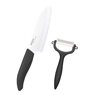 【KYOCERA 京瓷】買1送1 日本製造14CM陶瓷三德刀 贈削皮刀(原廠總代理)