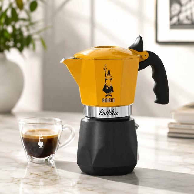 【Bialetti 比亞樂堤】極厚鑽石加壓摩卡壺BRIKKA-4杯份-公司貨(crema醇香/免插電/原廠保固2年)
