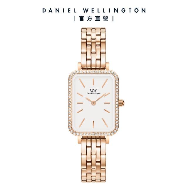 【Daniel Wellington】DW 手錶 Quadro Lumine Bezel 20X26mm星環珠寶式鎏金方錶-兩色任選(DW00100670)