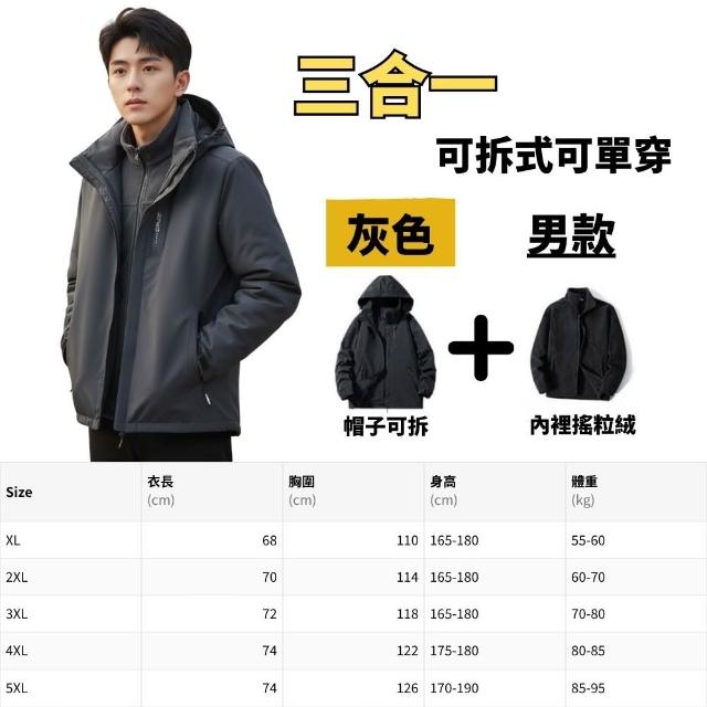 【J.Malo】三合一衝鋒外套(衝鋒外套 連帽外套 衝鋒衣 登山服 防風外套)