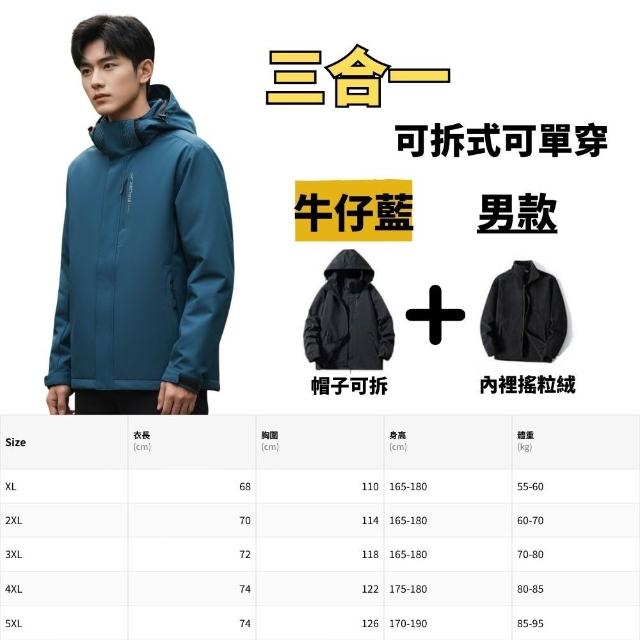 【J.Malo】三合一衝鋒外套(衝鋒外套 連帽外套 衝鋒衣 登山服 防風外套)