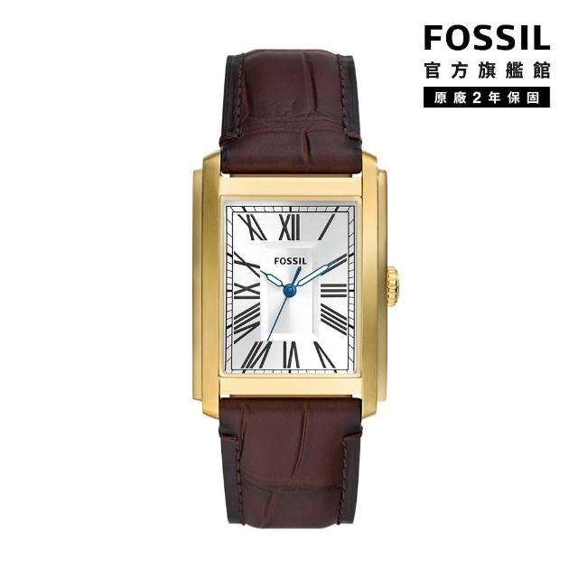 【FOSSIL】Carraway系列 復古羅馬數字手錶 皮革錶帶 30MM (多色可選)
