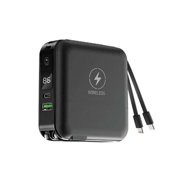 【KINYO】WH標示 12000mAh 20W快充  7 in 1自帶線+AC插頭磁吸行動電源(KPB-2650 Type-C/蘋果/無線充)