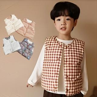 11932976 OL 【橘魔法】柔色滿印雙面穿羽絨背心(鋪棉背心 背心外套 夾克 馬甲 中性款 男童 女童 兒童 童裝 小童 保暖)