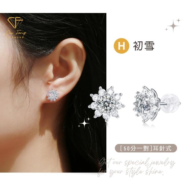 【CF Diamond】莫桑鑽 耳環 耳釘 系列(送禮首選 鑽石 生日禮物 耳勾 耳飾 耳墜 )