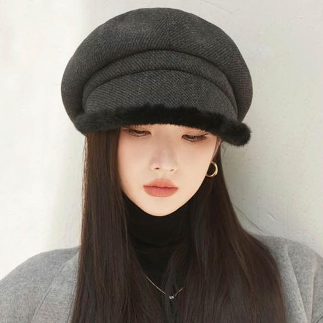 【Seoul Show 首爾秀】多款高質感挺版雙層兔毛帽毛呢八角帽貝雷帽棒球帽漁夫帽(防寒保暖)