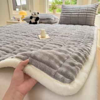 【Sleep Club】莫蘭迪色系 塔芙絨床墊枕套組-單人款(塔芙絨 法蘭絨 保暖墊 床墊 軟床墊 床包 暖墊)