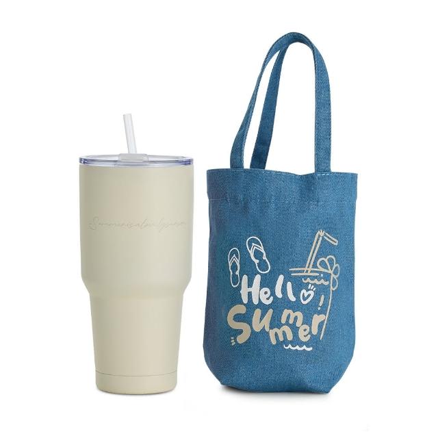 【Hiromimi】內瓷不鏽鋼冰壩杯提袋組900ml(4色可選)