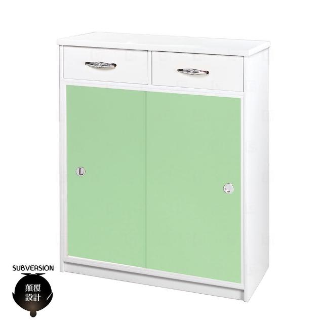 【顛覆設計】防水塑鋼2.8尺二抽推門鞋櫃(寬83x深42x高112cm)