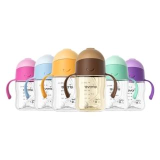 【Evorie】Tritan滑蓋學習吸管水杯防漏200mL(微笑水杯 練習水杯 練習喝水 寶寶水杯)