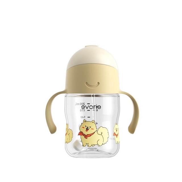 【Evorie】Tritan 200mL300mL雙色學飲吸管水杯組 (總代理公司貨/微笑水杯)