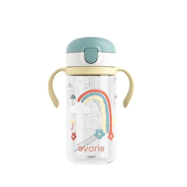 【Evorie】Tritan 300mL 兒童吸管杯2入組(寶寶水杯 幼兒水杯 兒童水杯水壺 微笑水杯)