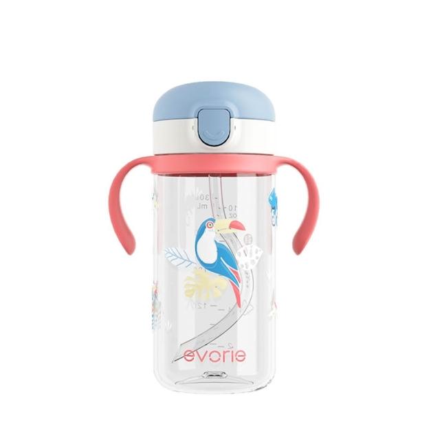 【Evorie】Tritan 300mL 兒童吸管杯2入組(寶寶水杯 幼兒水杯 兒童水杯水壺 微笑水杯)