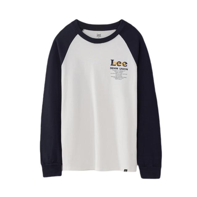 【Lee】男裝 長袖T恤 / 校園風 連肩袖撞色LOGO 共2色 標準版型(LL200293K15 / LL2002939CG)