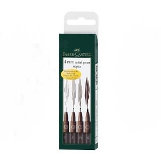 【Faber-Castell】輝柏 藝術家專用PITT藝術筆S.F.M.B.4入深褐色 / 套 167101
