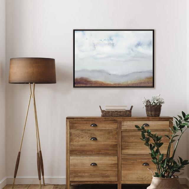 【菠蘿選畫所】山海油畫風景抽象畫-42x60cm(現代抽象風景裝飾畫 /居家佈置/招金色山水聯畫組合)