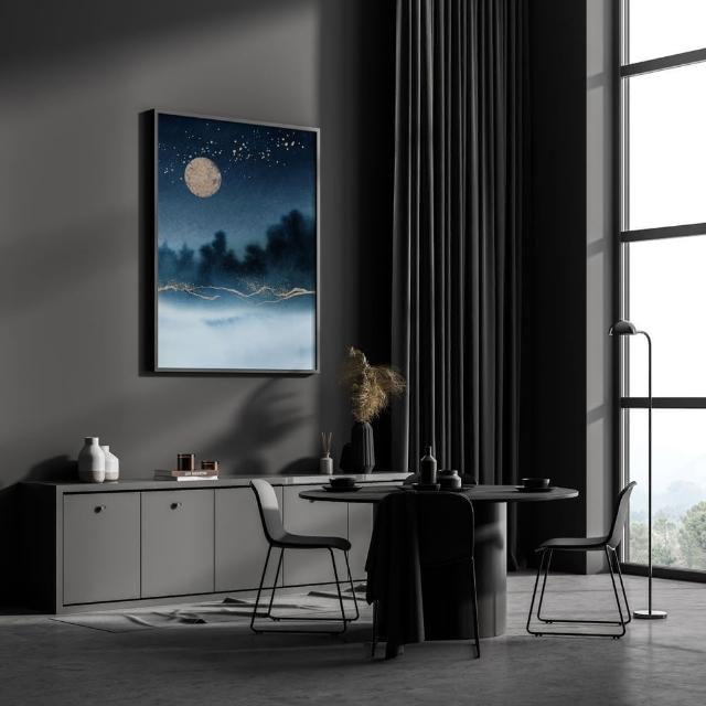 【菠蘿選畫所】山海油畫風景抽象畫-42x60cm(現代抽象風景裝飾畫 /居家佈置/招金色山水聯畫組合)