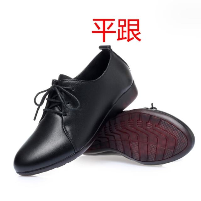 【JP Queen New York】真皮繫帶尖頭女士大小尺碼中低跟皮鞋工作鞋(2色2款可選)