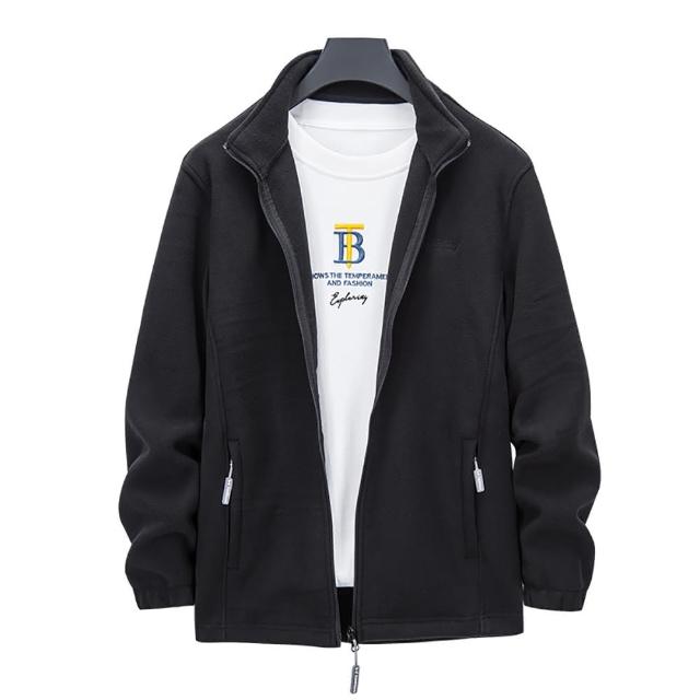 【Billgo】*現貨*XL-8XL百搭Fleece聚熱搖粒絨立領連帽外套 3色(素色、百搭、大尺碼)