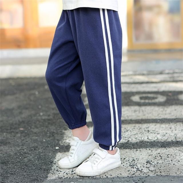 【安朵童舖】現貨韓版兒童薄絨雙槓長褲女童休閒運動長褲男童雙面絨保暖長褲童裝(23A)