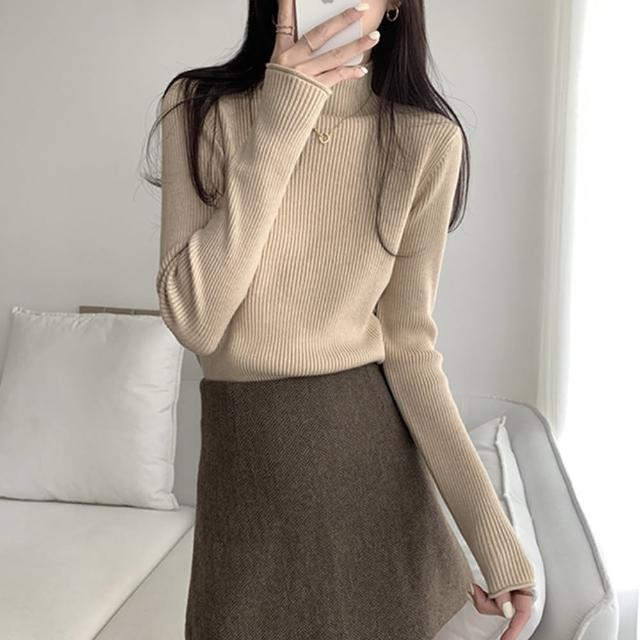【Amirr 艾米爾】★ 半高領加厚修身針織打底上衣(女上衣/長袖/內搭) - momo購物網 - 好評推薦 -2026年6月