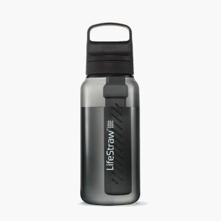 【LifeStraw】Go 提蓋二段式過濾生命淨水瓶 1L|黑色(濾水瓶 登山 健行 露營 旅遊 急難 求生)