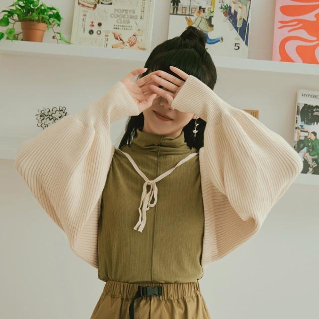 【OB 嚴選】QQ毛衣針織拋袖罩衫短版外套 《FA2867》