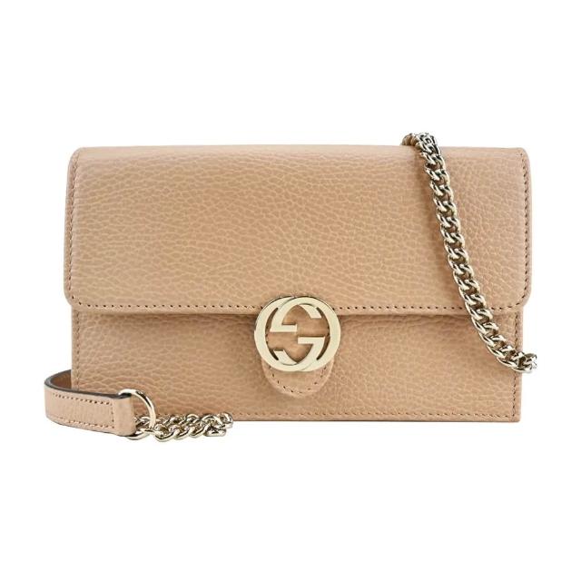 【GUCCI 古馳】615523 / 510314 經典雙G金屬LOGO荔枝紋牛皮鏈帶WOC手拿肩背斜背包(多款可選)