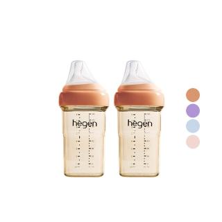 【hegen 總代理】PCTO™ 金色奇蹟PPSU多功能方圓型寬口奶瓶 240ml 雙瓶組(嫣粉/沁藍/漾紫)