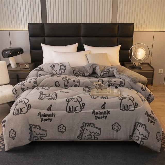 【寢聚 Sleep Club】買一送一 雪花絨×羊羔絨 雙面加厚暖暖被 雙人被 150x200cm(2.4KG 10色任選 棉被 冬被)