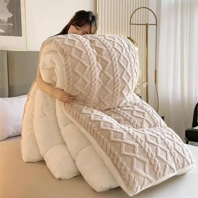 【寢聚 Sleep Club】買一送一 塔芙絨×羊羔絨 雙面加厚暖暖被 雙人被 150x200cm(2.3KG 4色任選 棉被 冬被)