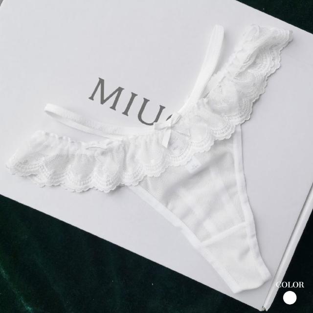 【Muses】情趣風格蕾絲內褲 女生性感丁字褲 低腰無痕設計 大尺碼可選透明款式 細膚感全蕾絲(40-60kg)