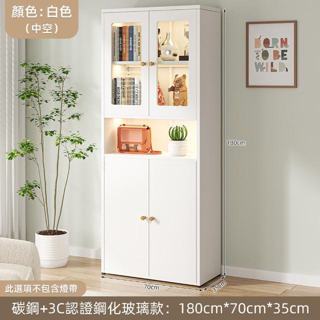 【慢慢家居】預計9/17前出貨 雙門款-碳鋼簡約耐重收納櫃70X35X180cm(鋼化玻璃櫃門 展示櫃 書櫃 泡泡瑪特)