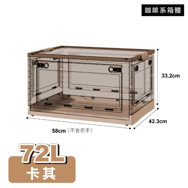 【ONE HOUSE】72L五開門大容量巨無霸折疊收納箱 4入 ( 收納櫃 棉被收納 雙開門摺疊箱 疊加置物箱)