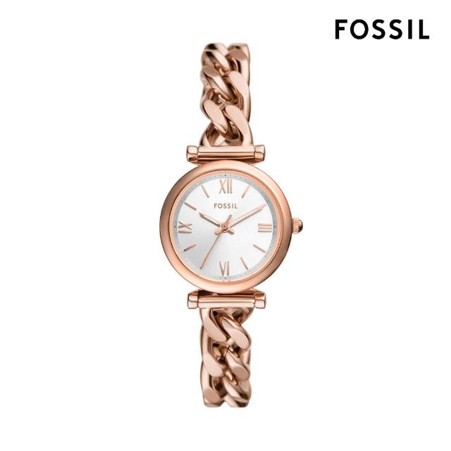 【FOSSIL】Carlie系列 羅馬時刻手鍊式女錶 不鏽鋼錶帶指針手錶 28MM (多色可選)