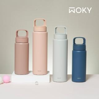 【WOKY 沃廚】輕芯鈦瓷提手運動保溫瓶600ml(運動水壺/保冰保溫杯)