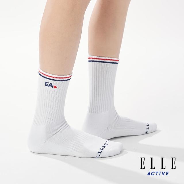 【ELLE ACTIVE】男女適穿 運動休閒中筒襪-白色(EA24M2FS202#90)