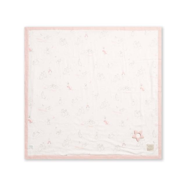 【奇哥官方旗艦】比得兔天絲泡泡紗雙面被安撫禮盒 100x100cm(被子+固齒器 寶寶新生兒禮 彌月禮 嬰兒禮盒)