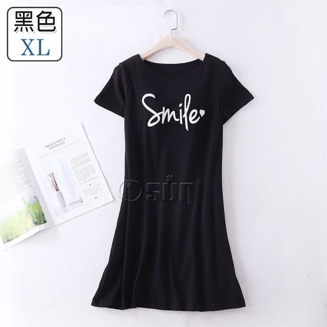 【Osun】棉質帶胸墊Smile短袖大碼連衣裙睡衣居家休閒服(特惠價CE405Smile-)
